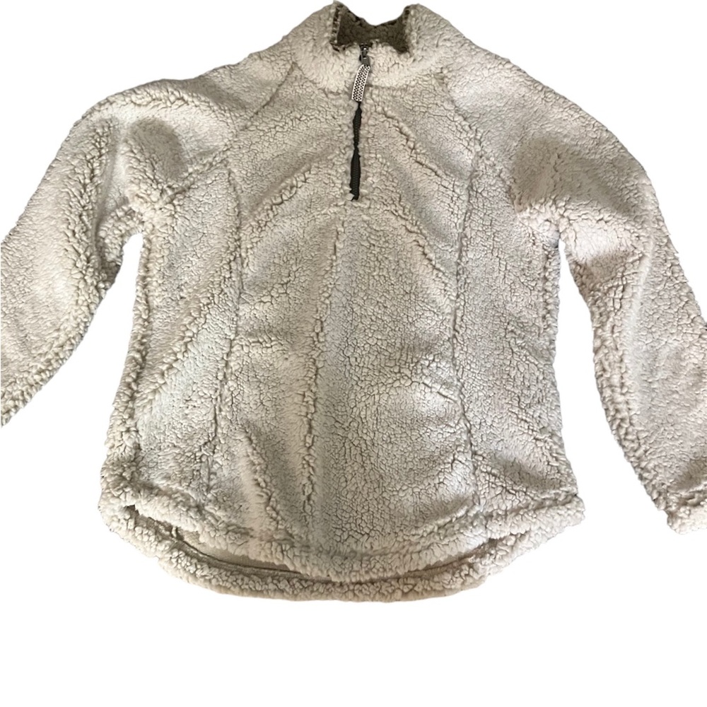 So Soft! Sherpa half zip White and Tan New!